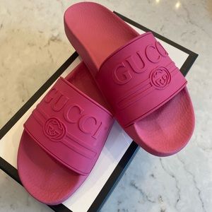 Gucci Logo Slide Pink Rubber